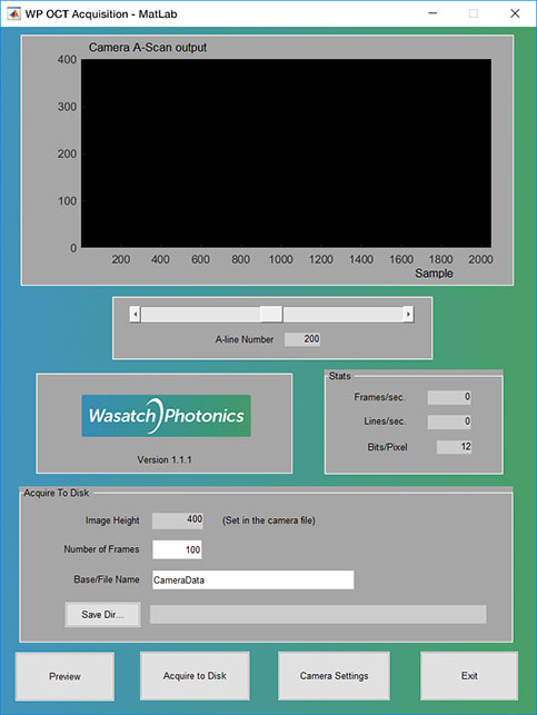 Image of screenshot from Wasatch Photonics Acquisition Mat Lab.